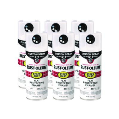 Stops Rust 5-In-1 Spray Paint, Flat White, 12 Oz Aerosol Can, 6/Carton