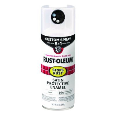 Stops Rust 5-In-1 Spray Paint, Satin White, 12 Oz Aerosol Can, 6/Carton