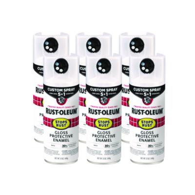 Stops Rust 5-In-1 Spray Paint, Gloss White, 12 Oz Aerosol Can, 6/Carton