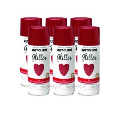 Specialty Glitter Spray Paint, Glitter Red, 10.25 Oz Aerosol Can, 6/Carton