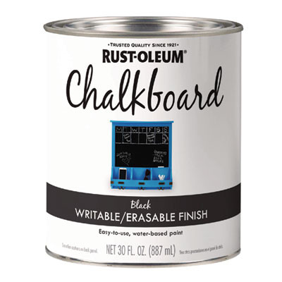Chalkboard Paint, Matte Black, Quart Can, 4/Carton
