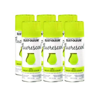 Specialty Fluorescent Spray Paint, Flat Fluorescent Yellow, 11 Oz Aerosol Can, 6/Carton