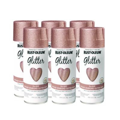 Specialty Glitter Spray Paint, Glitter Rose Gold, 10.25 Oz Aerosol Can, 6/Carton
