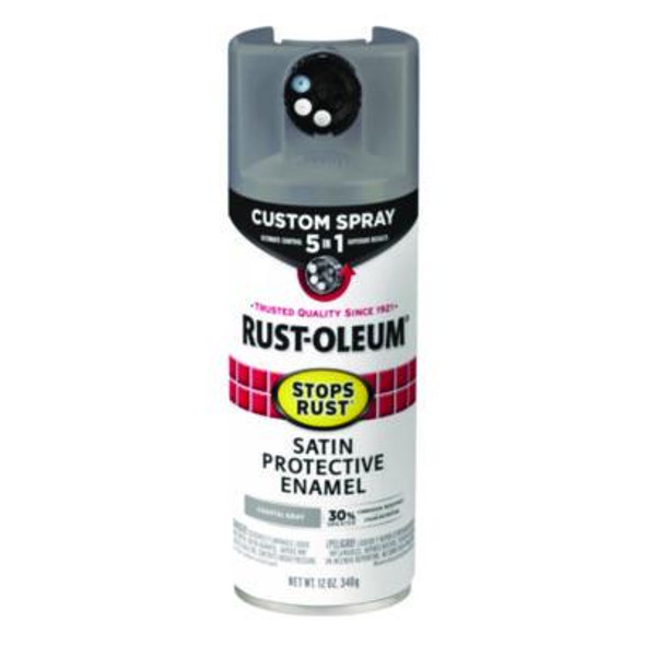 Stops Rust 5-In-1 Spray Paint, Satin Coastal Gray, 12 Oz Aerosol Can