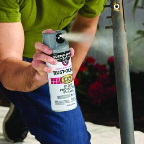 Stops Rust 5-In-1 Spray Paint, Satin Coastal Gray, 12 Oz Aerosol Can