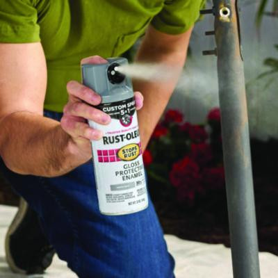 Stops Rust 5-In-1 Spray Paint, Satin Coastal Gray, 12 Oz Aerosol Can