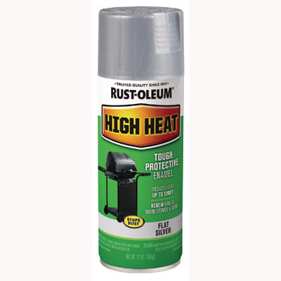 High Heat Enamel Spray Paint, Flat Silver, 12 Oz Aerosol Can, 6/Carton