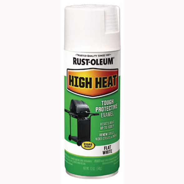 High Heat Enamel Spray Paint, Flat White, 12 Oz Aerosol Can