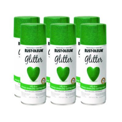Specialty Glitter Spray Paint, Glitter Kelly Green, 10.25 Oz Aerosol Can, 6/Carton
