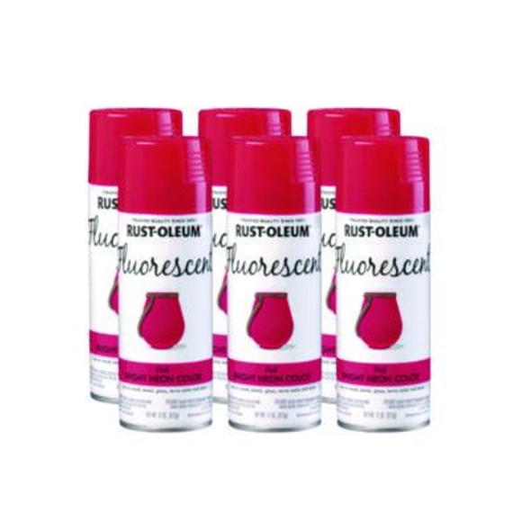 Specialty Fluorescent Spray Paint, Flat Fluorescent Pink, 11 Oz Aerosol Can, 6/Carton