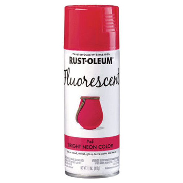 Specialty Fluorescent Spray Paint, Flat Fluorescent Pink, 11 Oz Aerosol Can, 6/Carton