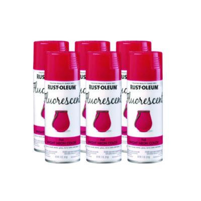 Specialty Fluorescent Spray Paint, Flat Fluorescent Pink, 11 Oz Aerosol Can, 6/Carton