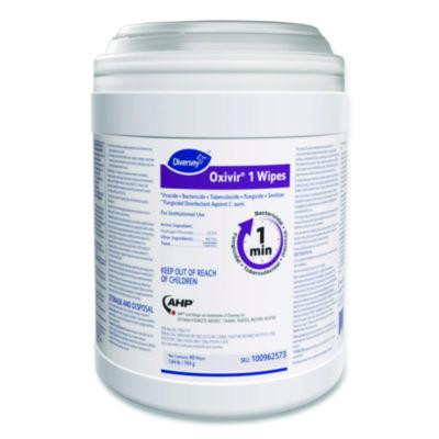 Oxivir 1 Wipes, 1-Ply, 10 x 10, Characteristic Scent, White, 60 Canister, 12 Canisters/Carton
