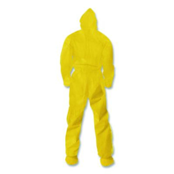 A70 Chemical Spray Protection Coveralls, Elastic Wrists, Ankles, Hood And Boots, Medium, Yellow, 12/Carton