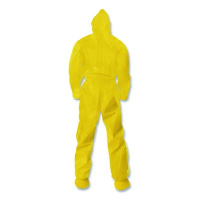 A70 Chemical Spray Protection Coveralls, Elastic Wrists, Ankles, Hood And Boots, Medium, Yellow, 12/Carton