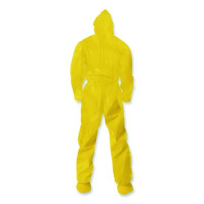 A70 Chemical Spray Protection Coveralls, Elastic Wrists, Ankles, Hood And Boots, 2X-Large, Yellow, 12/Carton
