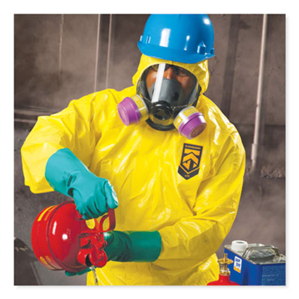 A70 Chemical Spray Protection Coveralls, Elastic Wrists, Ankles, Hood, Medium, Yellow, 12/Carton