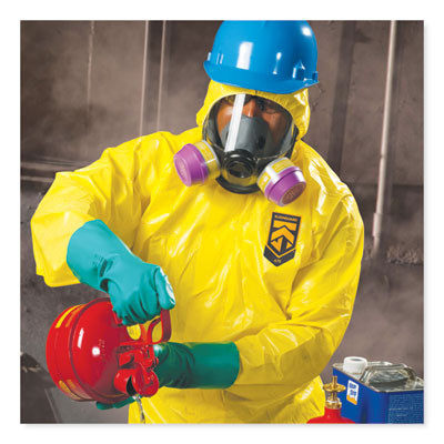 A70 Chemical Spray Protection Coveralls, Elastic Wrists, Ankles, Hood, Medium, Yellow, 12/Carton