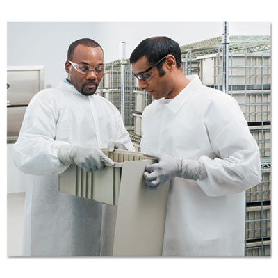 A20 Breathable Particle Protection Lab Coat, Snap Closure/Open Wrists/Pockets, Large, White, 25/Carton