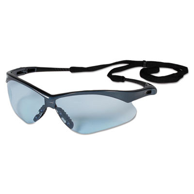Nemesis Safety Glasses, Blue Half Frame, Light Blue Dual Lens, 12/Box