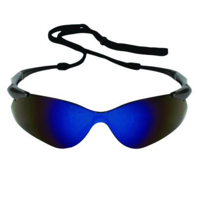 Nemesis Safety Glasses, Gunmetal Half Frame, Blue Dual Lens