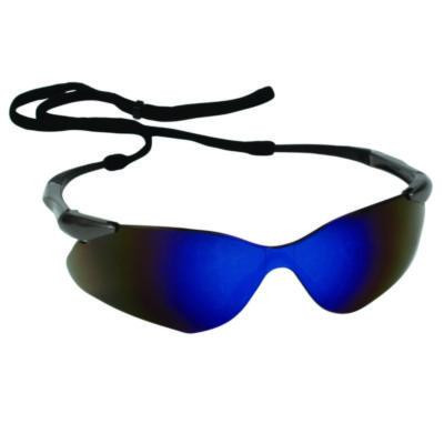 Nemesis Safety Glasses, Gunmetal Half Frame, Blue Dual Lens