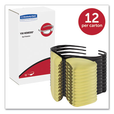 Nemesis Safety Glasses, Black Half Frame, Amber Dual Lens, 12/Box