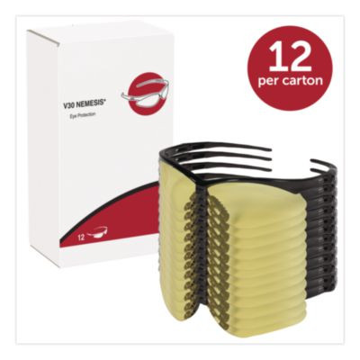 Nemesis Safety Glasses, Black Half Frame, Amber Dual Lens, 12/Box