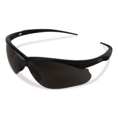Nemesis Readers Safety Glasses, 2.5+ Diopter, Black Half Frame, Smoke Dual Lens, 6/Box