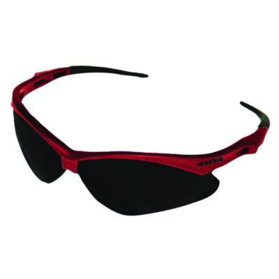 Nemesis Safety Glasses, Red Half Frame, Smoke Dual Lens