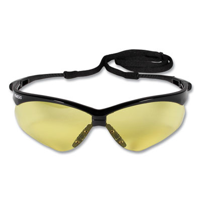 Nemesis Safety Glasses, Black Half Frame, Amber Dual Lens