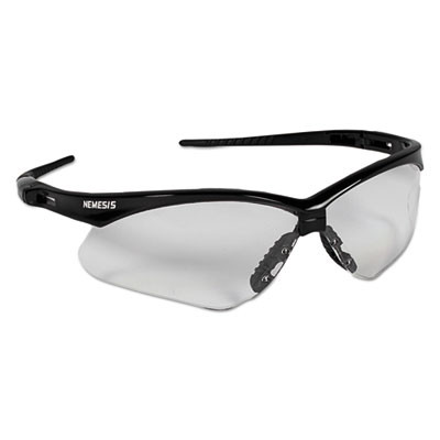 Nemesis Safety Glasses, Black Half Frame, Clear Dual Lens