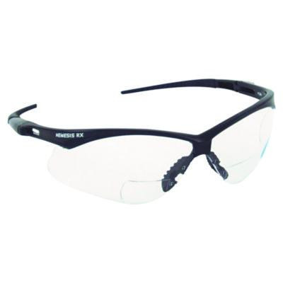 Nemesis Readers Safety Glasses, 1.5+ Diopter, Black Half Frame, Clear Dual Lens