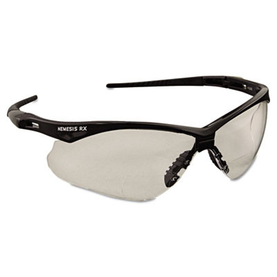 Nemesis Readers Safety Glasses, 2.0+ Diopter, Black Half Frame, Clear Dual Lens