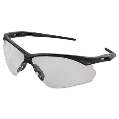 Nemesis Readers Safety Glasses, 2.0+ Diopter, Black Half Frame, Clear Dual Lens