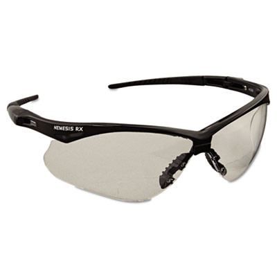 Nemesis Readers Safety Glasses, 2.5+ Diopter, Black Half Frame, Clear Dual Lens