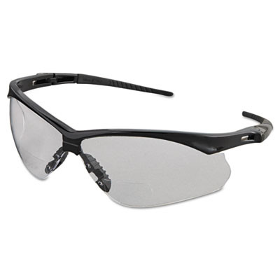 Nemesis Readers Safety Glasses, 2.5+ Diopter, Black Half Frame, Clear Dual Lens