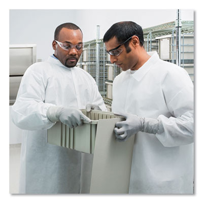 A20 Breathable Particle Protection Lab Coat, Hook And Loop Closure/Elastic Wrists/No Pockets, Large, White, 30/Carton