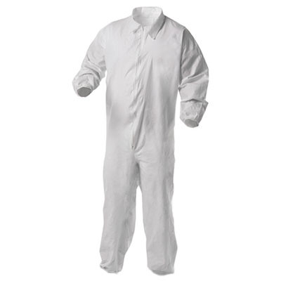 A35 Liquid And Particle Protection Coveralls, Zipper Front, Elastic Wrists And Ankles, X-Large, White, 25/Carton