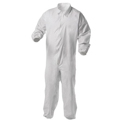 A35 Liquid And Particle Protection Coveralls, Zipper Front, Elastic Wrists And Ankles, 2x-Large, White, 25/Carton