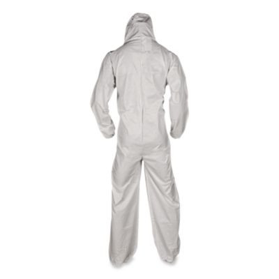 A35 Liquid And Particle Protection Coveralls, Zipper Front, Hooded, Elastic Wrists And Ankles, 3X-Large, White, 25/Carton