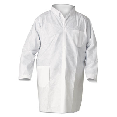 A20 Breathable Particle Protection Lab Coats, Snap Closure/Open Wrists/Pockets, 2x-Large, White, 25/Carton