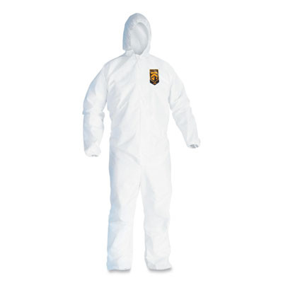 A45 Liquid/Particle Protection Surface Prep/Paint Coveralls, Hood, Elastic Wrist/Ankles, 4Xl, White, 25/Carton