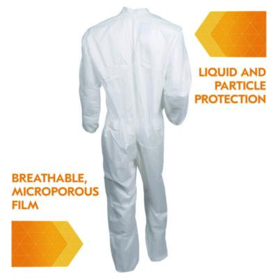 A40 Zipper Front Liquid And Particle Protection Coveralls, 3X-Large, White, 25/Carton