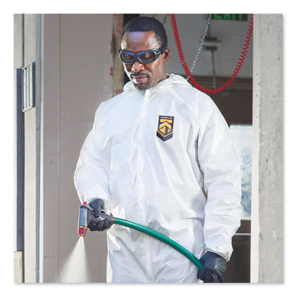 A40 Elastic-Cuff And Ankle Hooded Coveralls, Large, White, 25/Carton