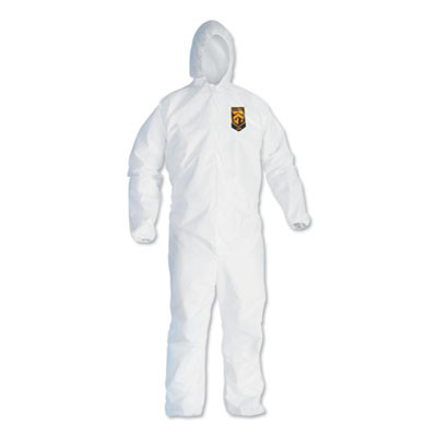 A40 Elastic-Cuff And Ankles Hooded Coveralls, 2X-Large, White, 25/Carton