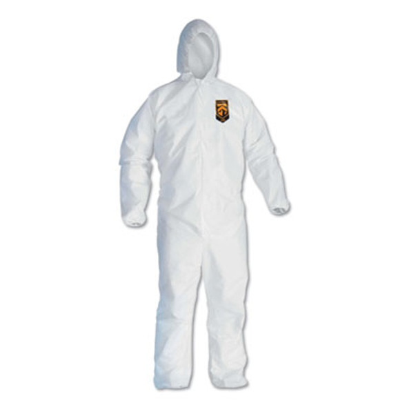 A40 Elastic-Cuff, Ankle, Hooded Coveralls, 3x-Large, White, 25/Carton