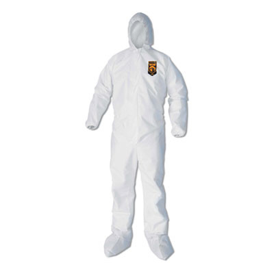 A40 Elastic-Cuff, Ankle, Hood And Boot Coveralls, 4X-Large, White, 25/Carton