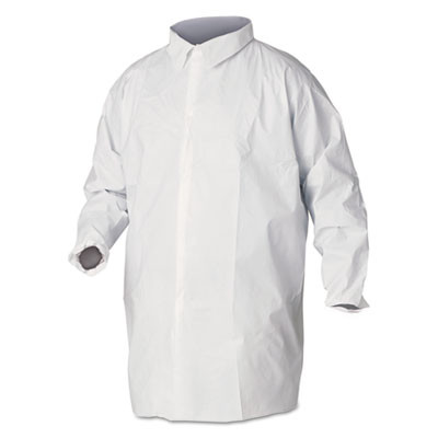 A40 Liquid And Particle Protection Lab Coats, Large, White, 30/Carton