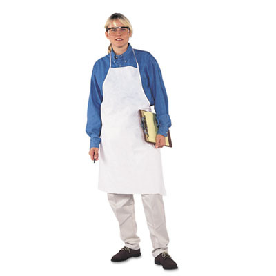 A40 Liquid/Particle Protection Apron, Film Laminate, One Size Fits Most, White, 100/Carton